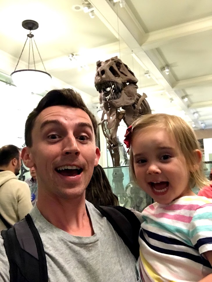 Getting chased by a T-Rex at the Natural History Museum