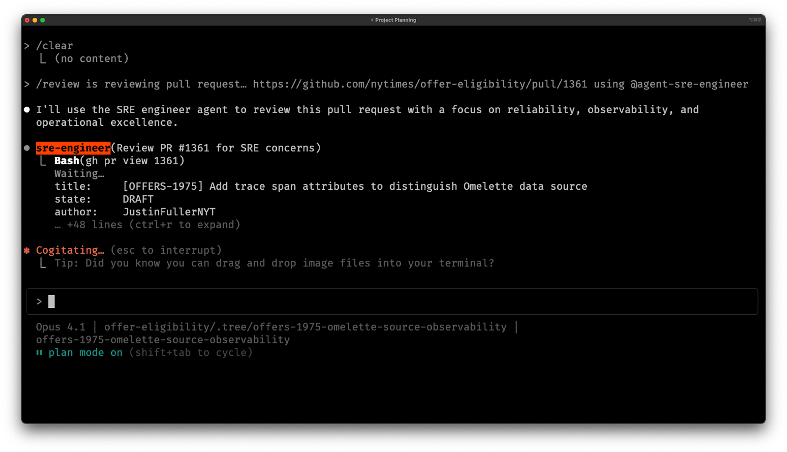 Use the SRE engineer to review the code.