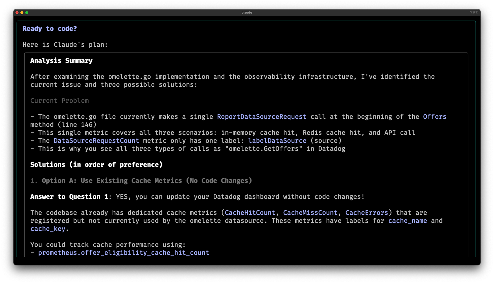 Claude was right here. My next prompt will lead it down a path that is not optimal (attempts to use span attributes instead of metrics). This shows how Claude will not put up a fight if you ask it to do the wrong thing.